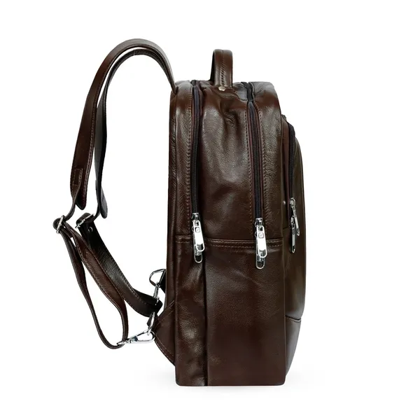 Unique & Stylish Genuine Cow Leather Long Lasting Backpack – Color: Brown – View 3