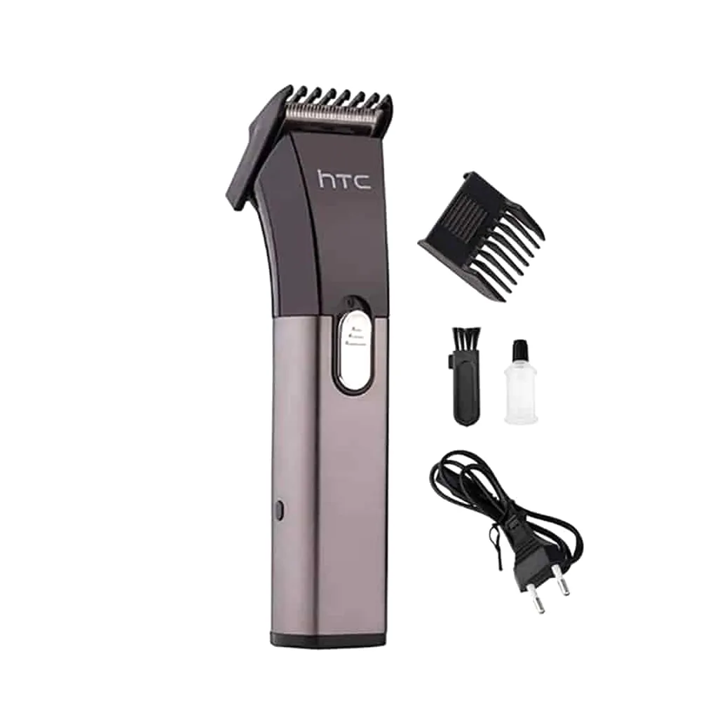 HTC AT-1107B Hair Trimmer Men Clipper USB Rechargeable Beard Trimmer – Color: Gray – View 1