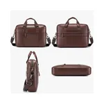 Genuine Leather Briefcase Type Laptop Document Carry A4 Messenger Bag – Color: Brown – Thumbnail 3