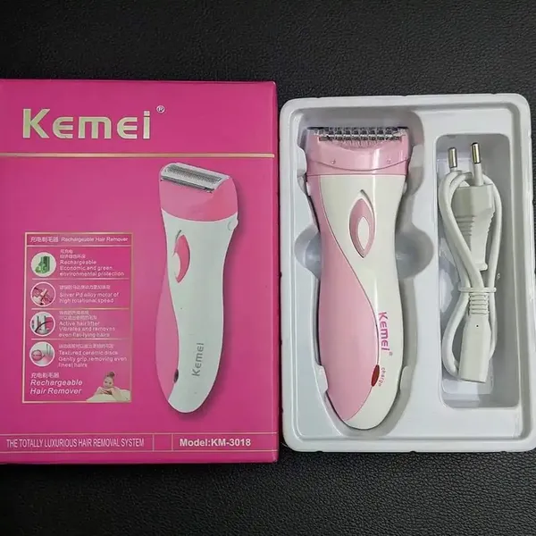 Kemei KM-3018 Rechargeable Stainless Steel Blade Lady Epilator – Color: Pink – View 4