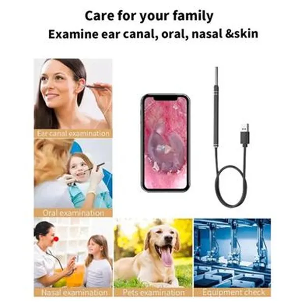 3 In 1 USB Endoscope Visual Camera & LED Light with Ears Cleaning kits – Color: Black – View 3