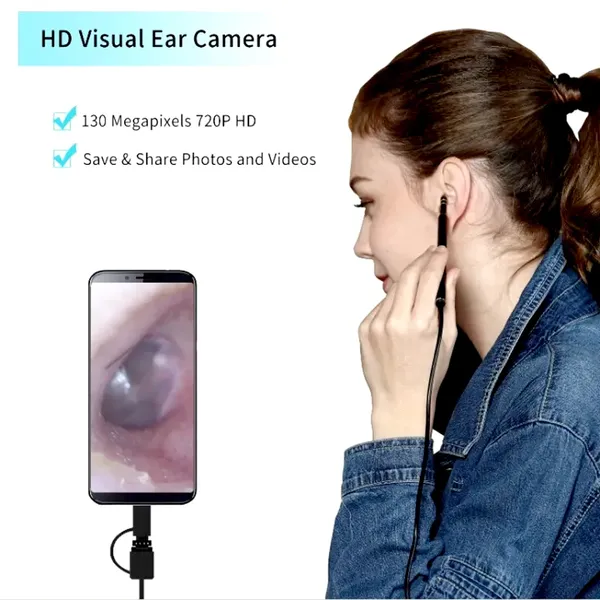 3 In 1 USB Endoscope Visual Camera & LED Light with Ears Cleaning kits – Color: Black – View 4